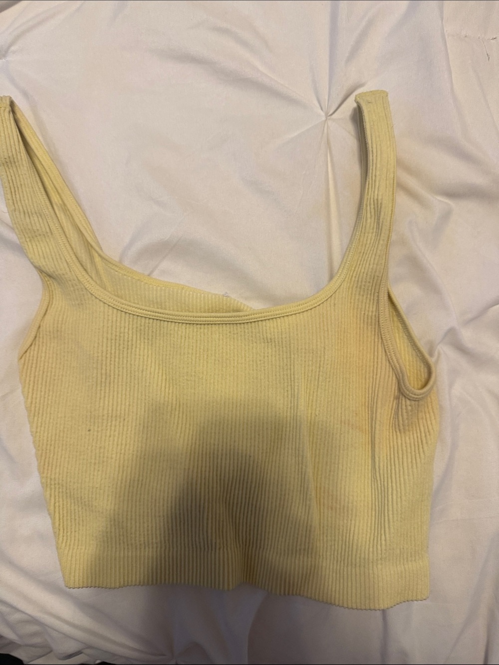 Cotton On Yellow Ribbed Square-Neck Crop Top